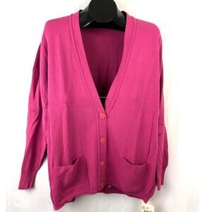 Vintage Designers Originals Women’s Large Pink Cardigan Sweater 1990's USA Made